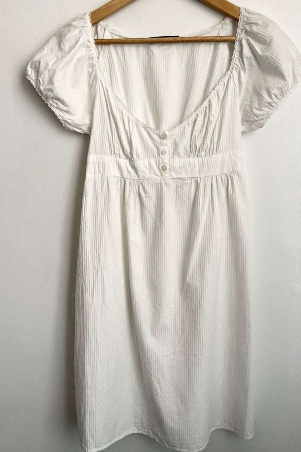 White Seersucker Brandy Melville Babydoll Dress