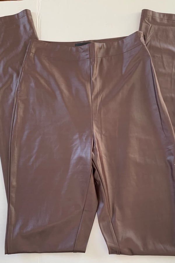 SBetro, Women's Faux Leather Zip Pants, Brown, Size S