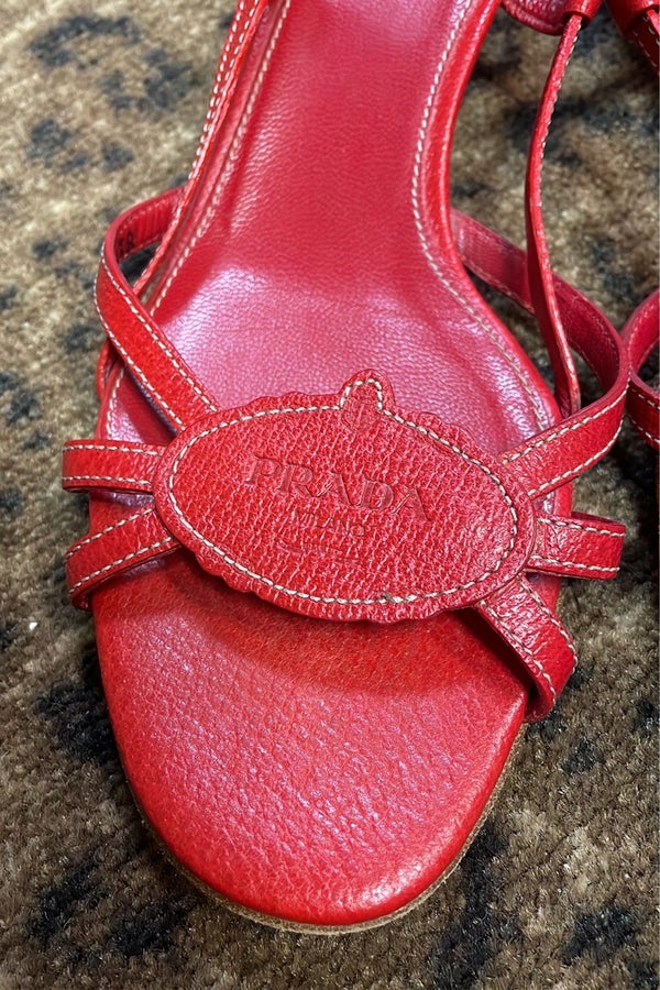 Prada red outlet sandals