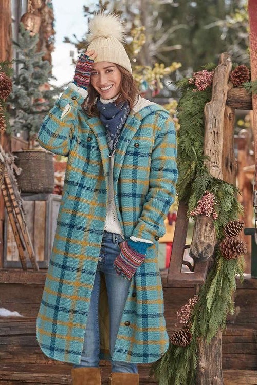 Women's plaid clearance wool coat