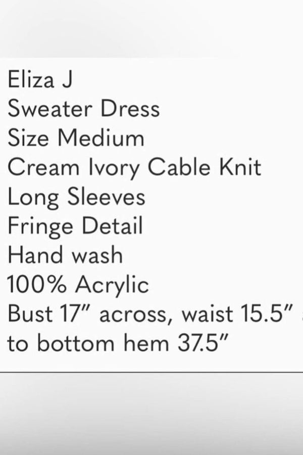 Eliza j shop size chart