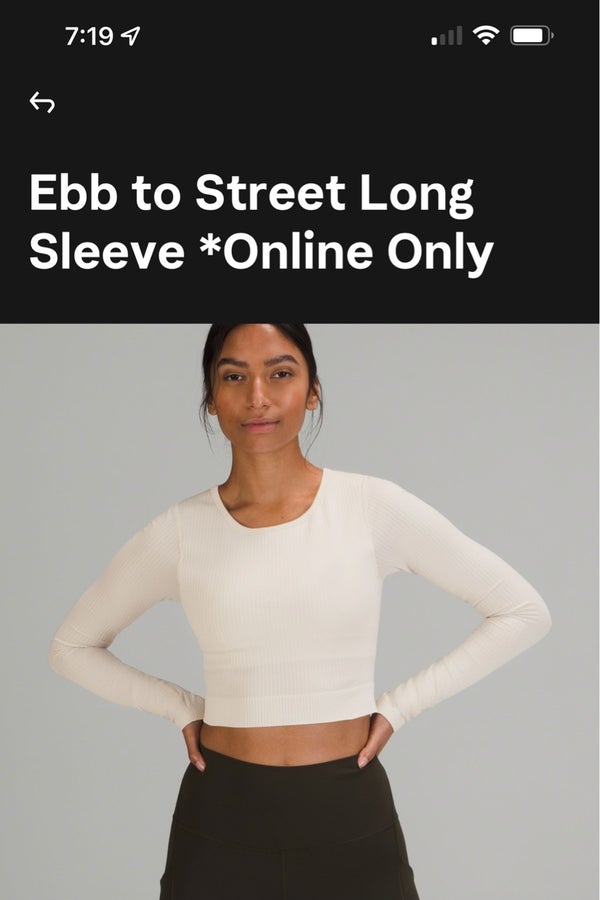 Lululemon Ebb to Street Long Sleeve Stretch Cropped Pullover Top