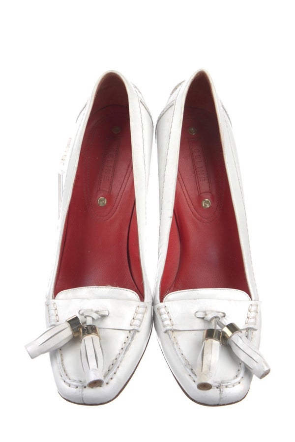 White loafer clearance heels