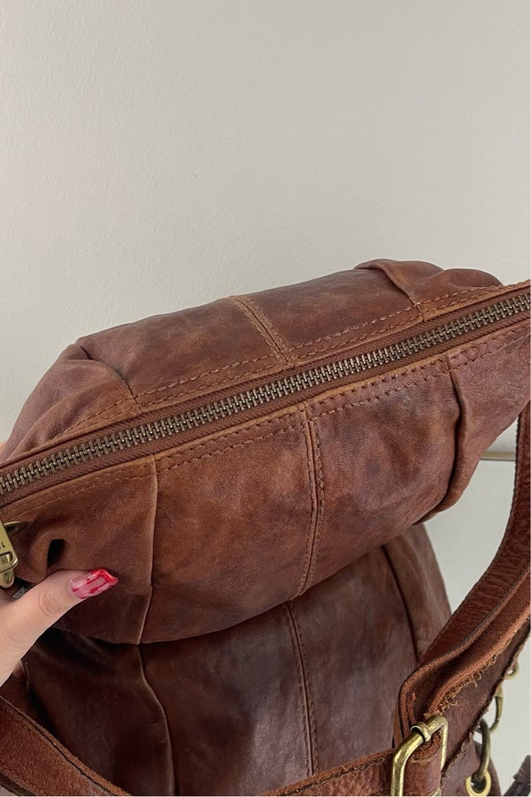 Red Leather Crossbody Bag, Fossil Keyhole, Shoulder Bag, Saddle Bag,  Adjustable Strap