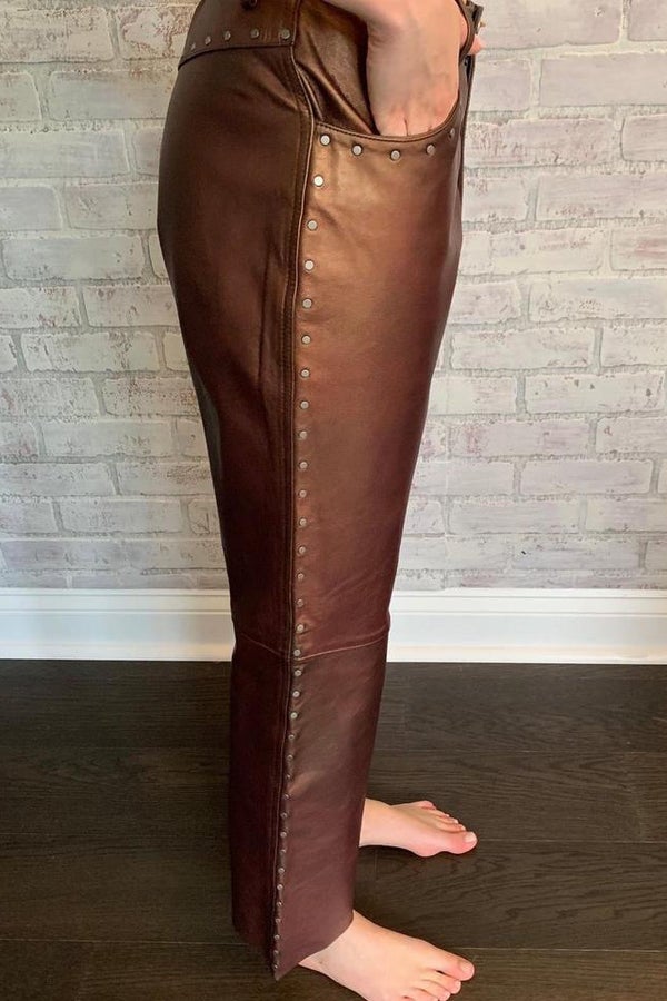 Vintage Harley Davidson Bronze Leather Pants