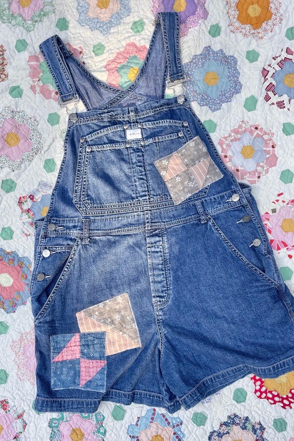 Vintage Calvin Klein Quilt Patch Overall Shorts | Nuuly Thrift