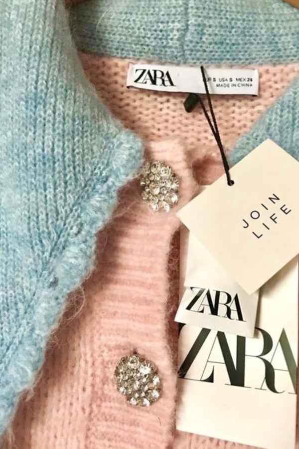ZARA Pink & Blue Button Cardigan | Nuuly Thrift