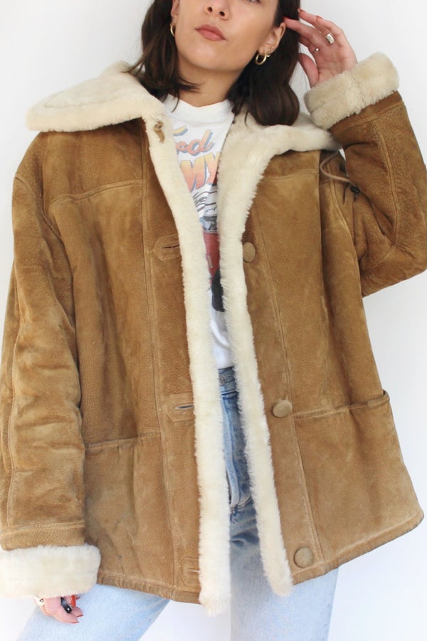 90s Vintage Suede Shearling Coat | Nuuly Thrift