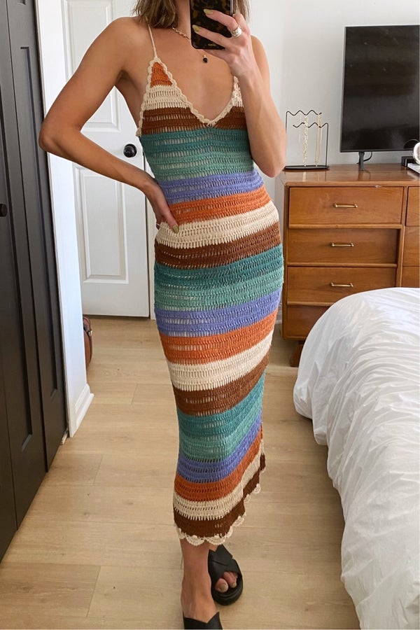 Zara multicoloured hot sale striped dress