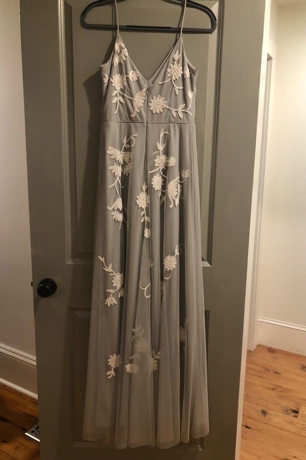 BHLDN Bethany embroidered maxi dress in color Fog | Nuuly Thrift