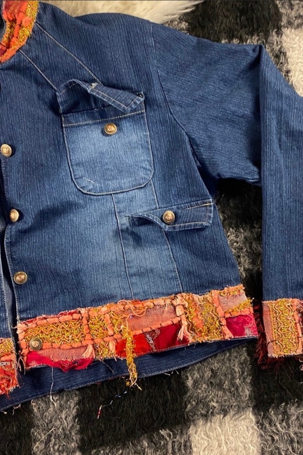 Cropped denim jacket size on sale 20