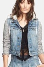 Free people knit 2024 hooded denim jacket