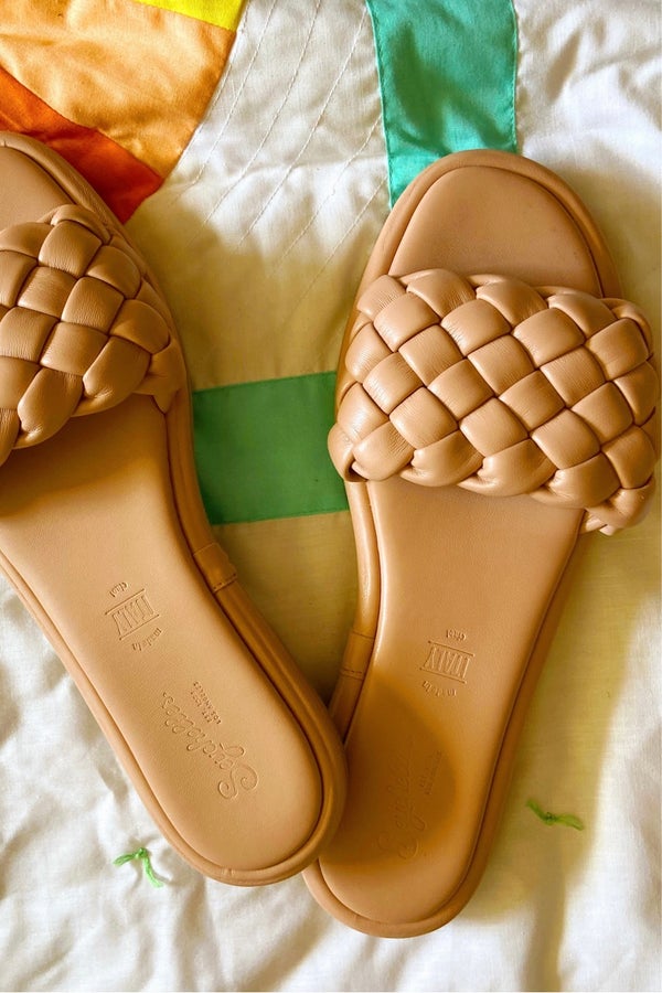 puffy woven slides