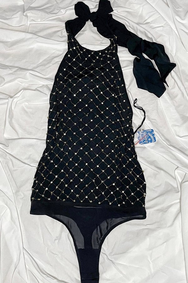 Free People Bling Bling Cha Ching Bodysuit Black Nuuly Thrift